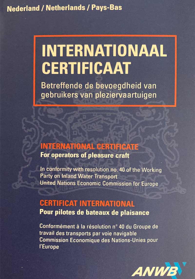 certificate international operator pleasure craft